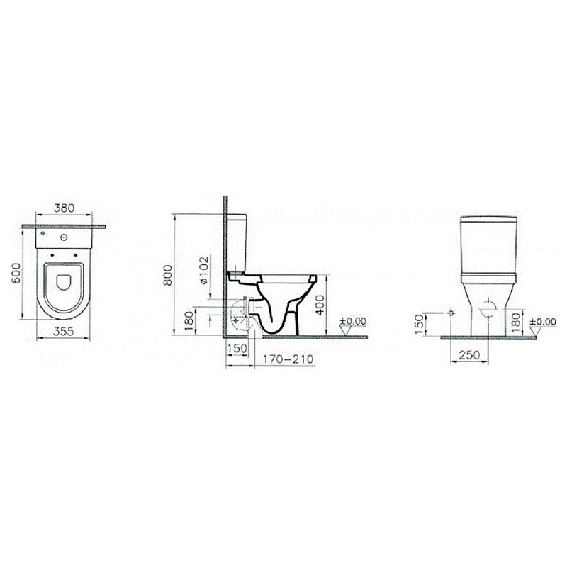 Унитаз-компакт напольный 9815B003-7201 VITRA Diana схема 4