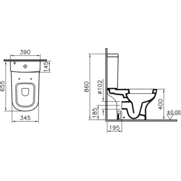 Унитаз-компакт напольный 9014B003-7207 VITRA D-Light схема 2