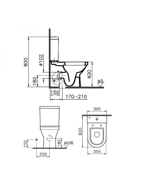 Унитаз-компакт напольный 9798B003-7200 VITRA S50 схема 4