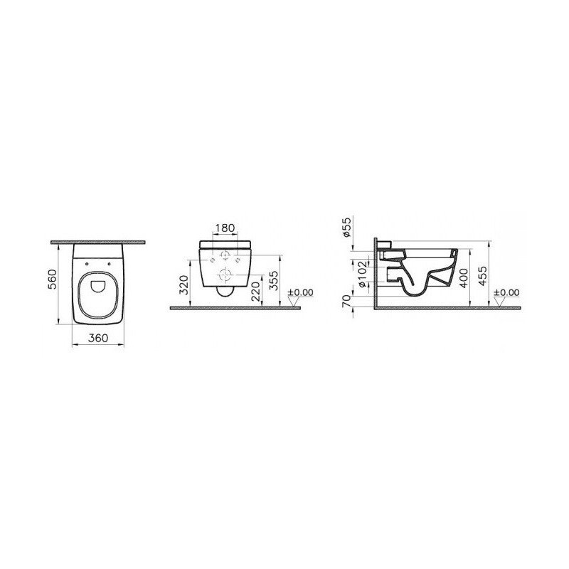 Подвесной унитаз 5676B003-1086 VITRA Metropole схема 4