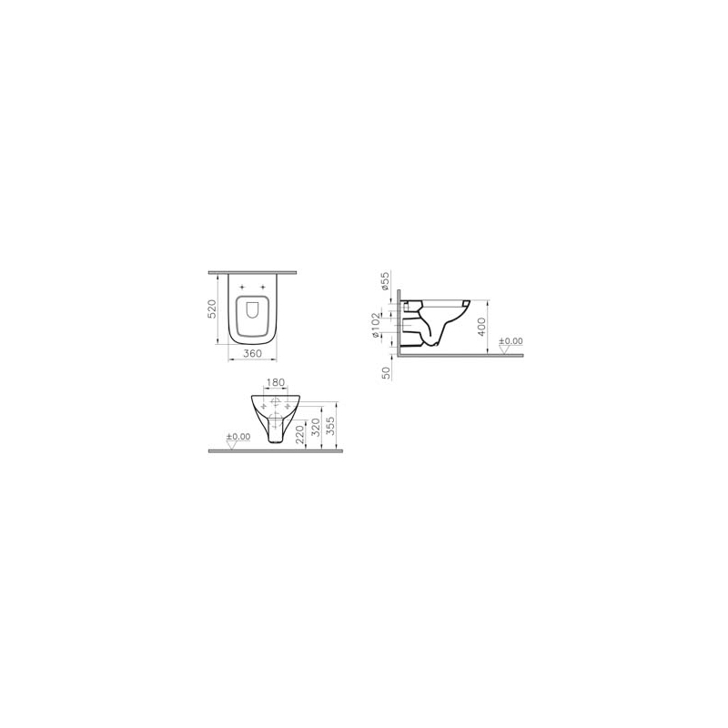 Комплект инсталляция и унитаз 9004B003-7204 VITRA S20 схема 2