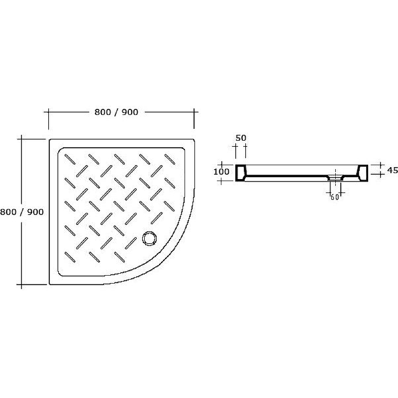 Керамический душевой поддон RGW CER CR/R-088 80x80 19170488-01 схема 3