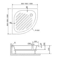 Акриловый поддон для душа RGW Acrylic BP/CL-S-A 80x80 16180488-51-A схема 5