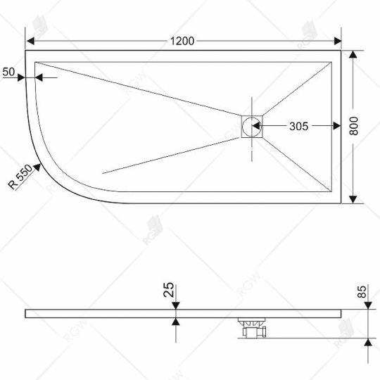 Душевой поддон из искусственного камня RGW Stone Tray ST/AR-0128 120x80 16154128 ФОТО