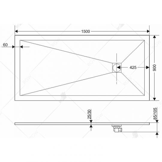 Душевой поддон из искусственного камня RGW Stone Tray ST 150x90 16152915 ФОТО