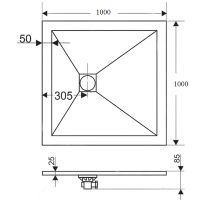 Душевой поддон из искусственного камня RGW Stone Tray ST 100x100 16152010 схема 10