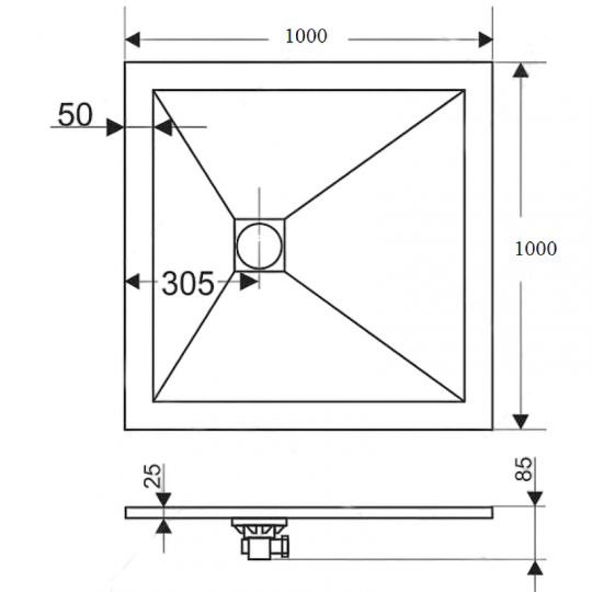 Душевой поддон из искусственного камня RGW Stone Tray ST 100x100 16152010 схема 10