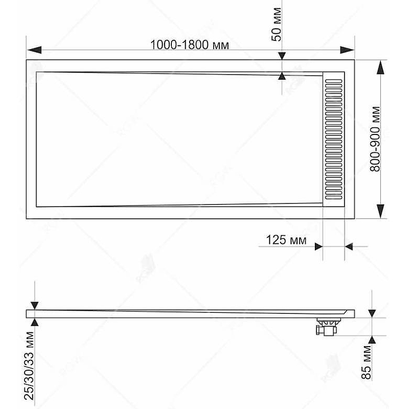 Душевой поддон из искусственного камня RGW Stone Tray STM-109 100х90 14202910 схема 3