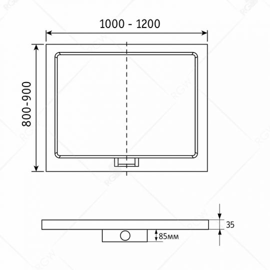 Душевой поддон из искусственного камня RGW GWS-21 100х90 03150290-01 ФОТО