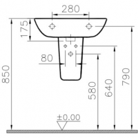 Раковина шириной 55 см VITRA S20 5502B003-0001 схема 8