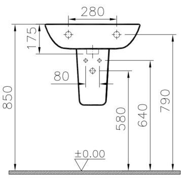 Раковина шириной 55 см VITRA S20 5502B003-0001 схема 8