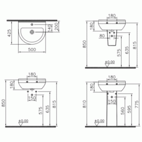 Раковина подвесная на 50 см VITRA S50 5313B003-0001 ФОТО