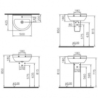 Раковина подвесная на 50 см VITRA S50 5313B003-0001 схема 6