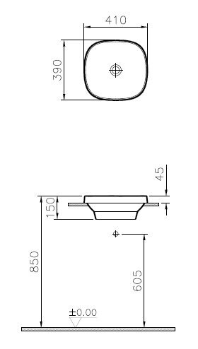 Раковина встраиваемая сверху VITRA Frame 410х390 мм 5654B403-0016 ФОТО