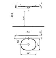 Накладная раковина 60 см VITRA Metropole 5942B003-0012 схема 5