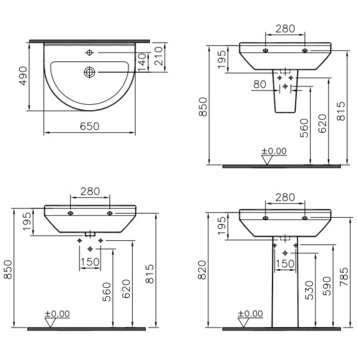 Раковина подвесная 65 см VITRA S50 5303B003-0001 ФОТО