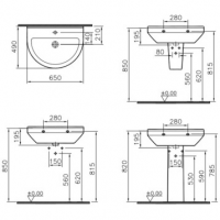 Раковина подвесная 65 см VITRA S50 5303B003-0001 схема 6