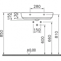 Раковина подвесная 65 см VITRA Shift 4383B003-0001 схема 6