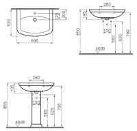 Раковина 69 см VITRA Serenada 4218B003-0001 схема 3