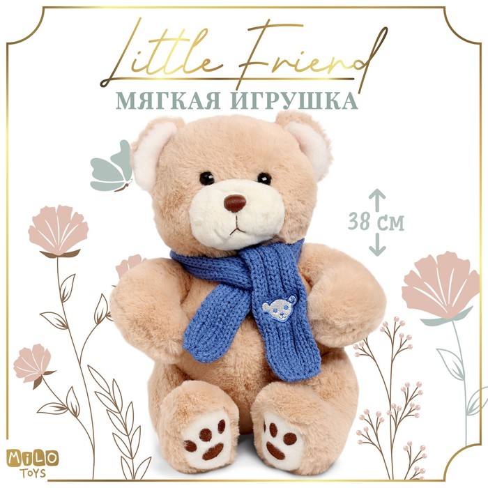 Мягкая игрушка "Little Friend", мишка с синим шарфом