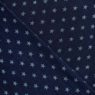 Супертонкий хлопок джинс - синий со звездочками 50х35 см.