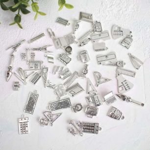 Набор подвесок "Школьный", ц. серебро - 56 шт./компл.