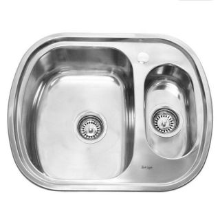 мойка для кухни врезная из нержавеющей стали 60х49 см.2 чаши SINKLIGHT N 6049 U 0.8/180 1.5P полированная