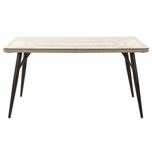 Стол обеденный AURA  прямоугольный со стеклом (Экоротанг эрба стейпл графит)