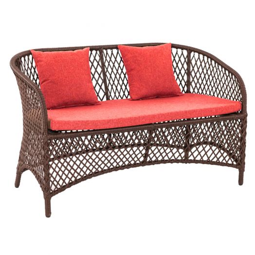Диван AURA 2-местный с комплектом подушек (Экоротанг эрба стейпл коричневый)