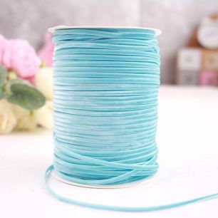 Нежно-голубая бархатная лента 3 мм. - 1 м.