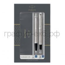 Набор Parker IM Ручка перьевая + Ручка шариковая Stainless Steel CT 2183058