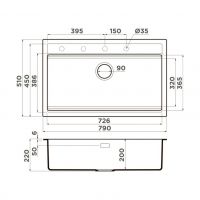 Мойка кухонная Omoikiri Kitagawa 79-LB 499399 схема 2