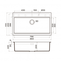 Мойка кухонная Omoikiri Kitagawa 86-LB 499379 схема 2