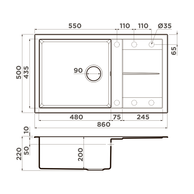Мойка кухонная Omoikiri Sumi 86A 499710 схема 2
