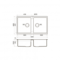 Мойка кухонная Omoikiri Kitagawa 83-2-U 499381 схема 2