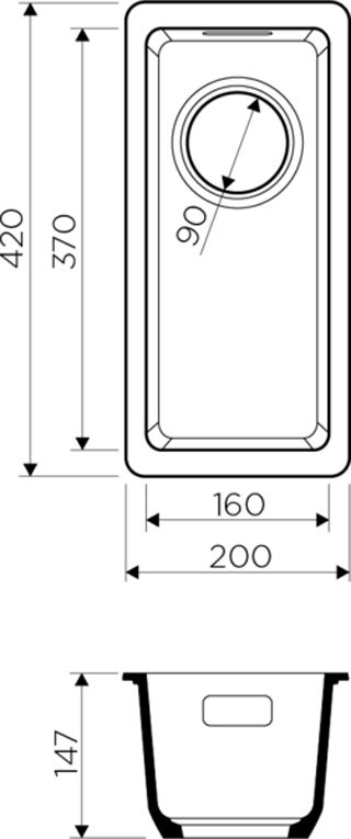 Кухонная мойка Omoikiri Kata 20-U-MA 4993370 марципан схема 2