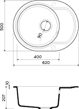 Кухонная мойка Omoikiri Manmaru 62-SA 4993414 бежевая схема 3