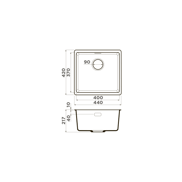 Кухонная мойка Omoikiri Kata 44-U-BL 4993403 черная схема 2