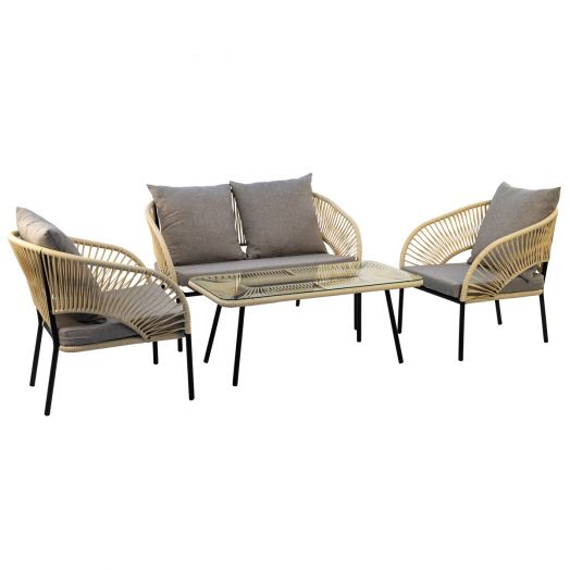 Комплект садовой мебели LUNA лаунж (2 кресла, диван 2-местн, стол журнальный) (Айвори)