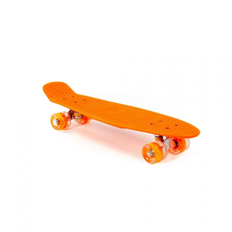 Доска роликовая (66 см) (оранжевая) с оранжевыми колёсами