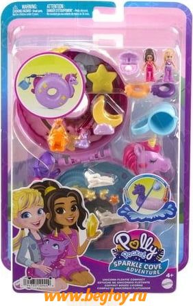 MATTEL Компактный набор с бассейном Polly Pocket Unicorn HKV34