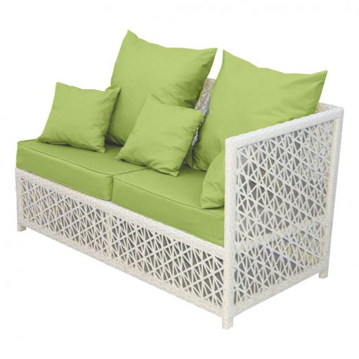 Диван VEIL 2-местный с комплектом подушек левый/правый (Полумесяц 7-10 мм, Молочный)