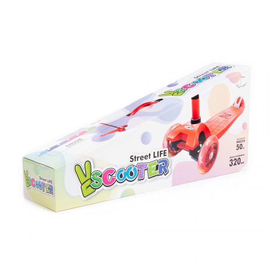 0072 Детский самокат (красно-чёрный) (в коробке)