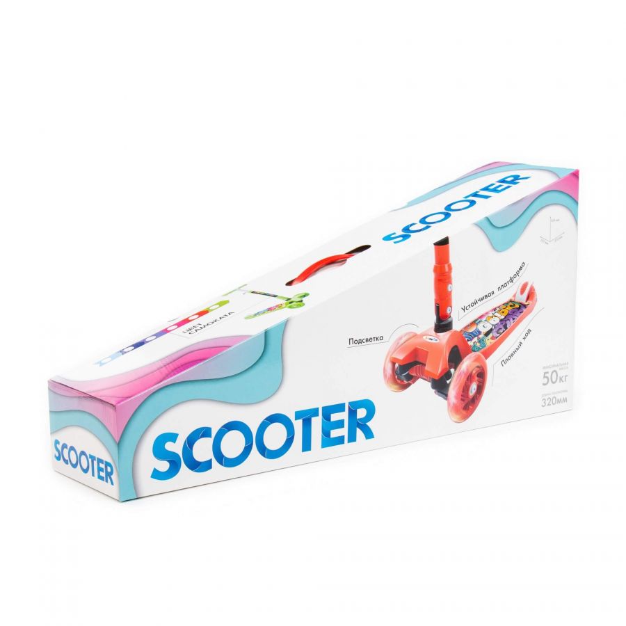 # 0072C Детский самокат (со складной ручкой) (с наклейкой V1) (красный) (в коробке)