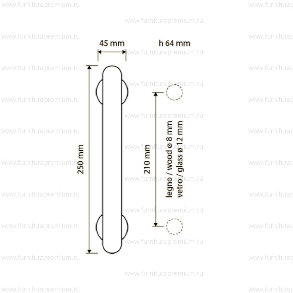 Ручка-скоба Linea Cali Florenzia 1460 MN. Длина 250 мм.