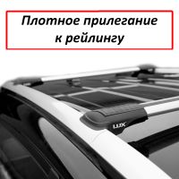 Багажник на рейлинги Suzuki SX4 (2006-13, hatchback), Lux Hunter, серебристый, крыловидные аэродуги