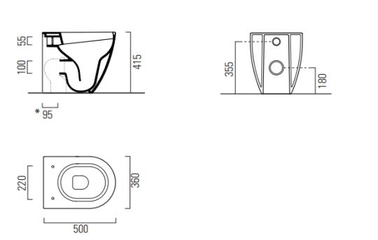 Унитаз приставной безободковый GSI PURA 880411 50х36 с Swirlflush схема 3