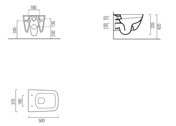 Подвесной унитаз GSI Sand 9016 безободковый 50х37
