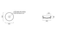 Накладная круглая раковина GSI Kube X 9427 45х45 схема 9