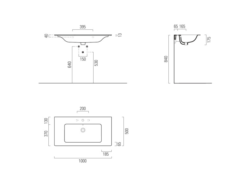 Раковина GSI Pura 8844 встраиваемая или подвесная 100х50